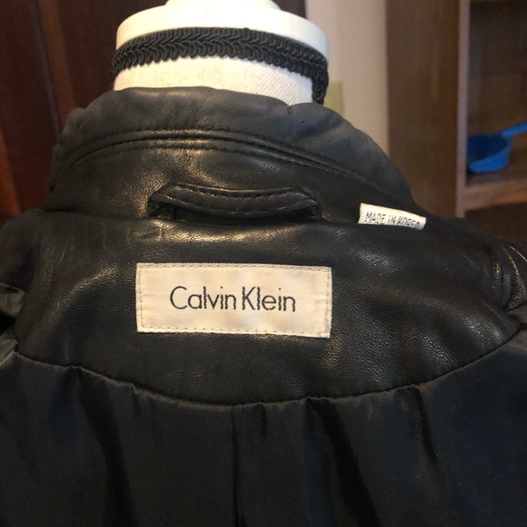 Calvin Klein black leather coat